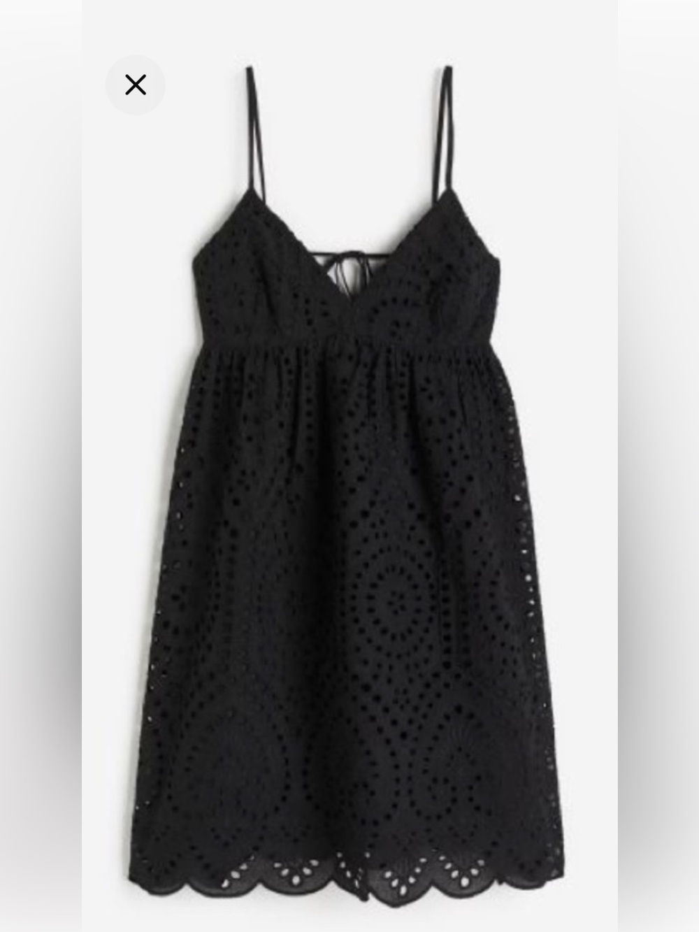 H&M Black Eyelet Tie-Back Mini Dress PTP 34”